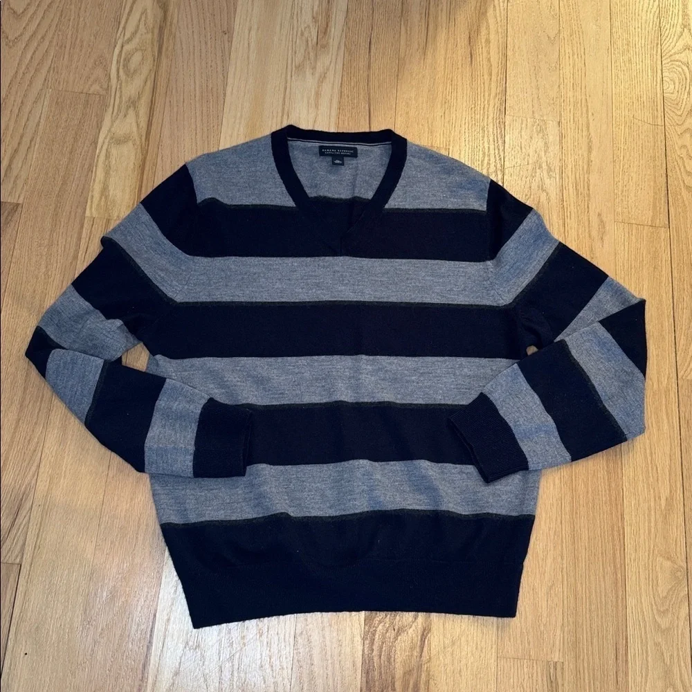 Banana Republic Merino Wool Sweater navy gray men’s size XL
